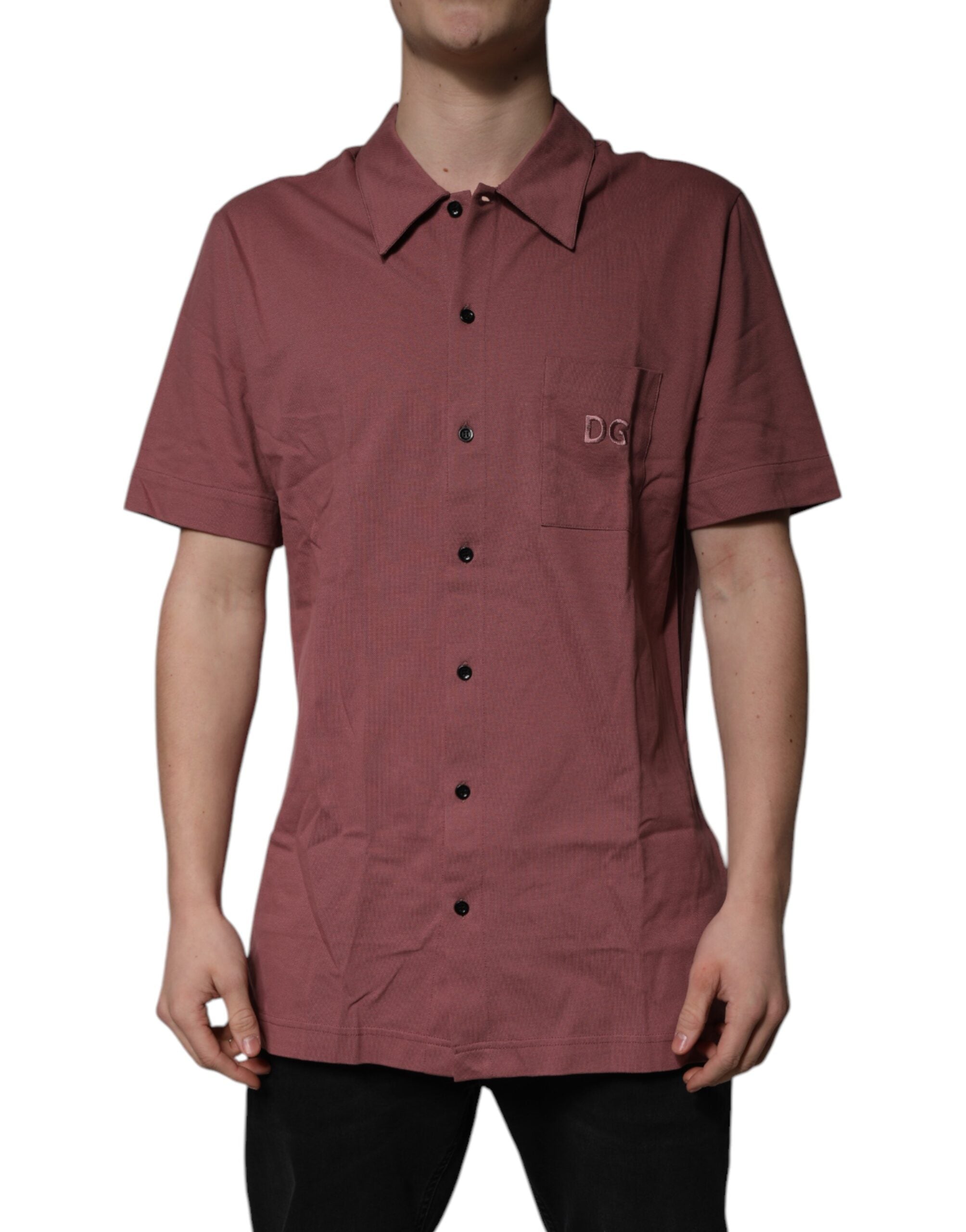 Dolce & Gabbana Dark Pink Button Down Casual Polo Shirt for Men